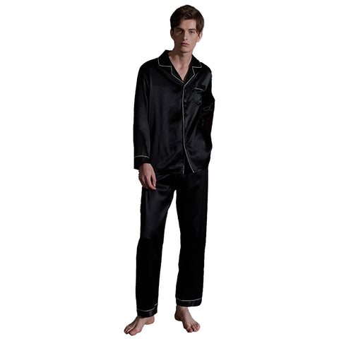 Nocturne Luxe Series Men's Short Sleeve Silk Pajama Set - 19 Momme 100% Mulberry Silk Casual Loungewear