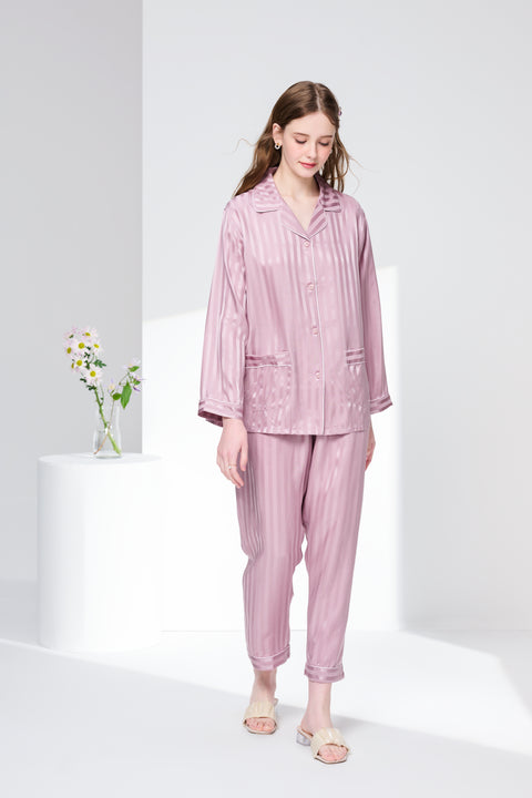Classic Striped Silk Jacquard Pajama Set