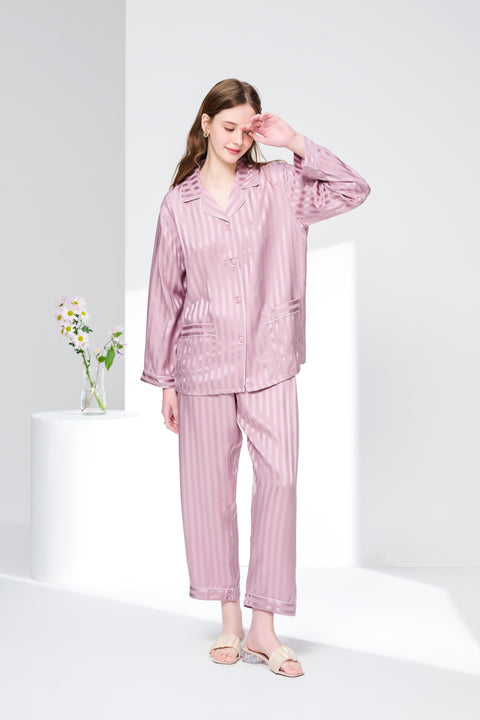 Classic Striped Silk Jacquard Pajama Set
