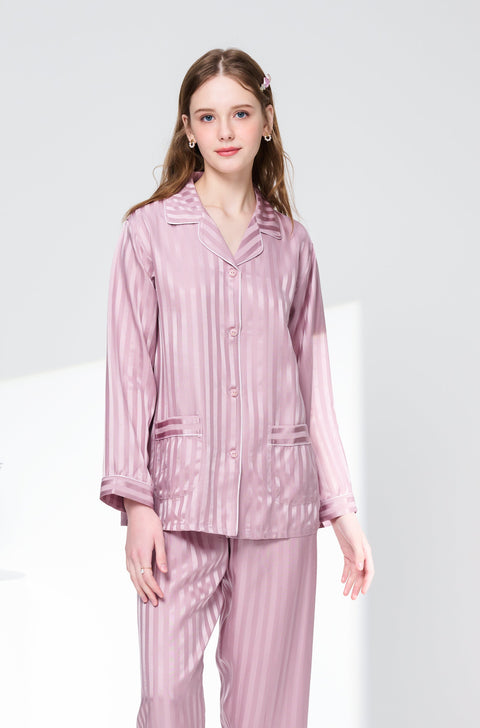Classic Striped Silk Jacquard Pajama Set