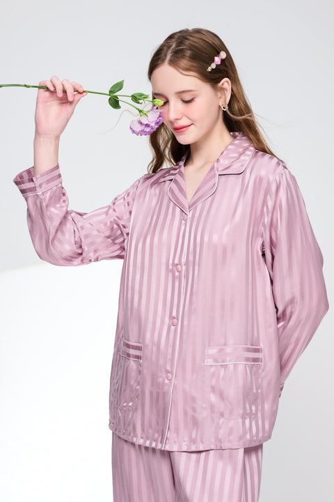 Classic Striped Silk Jacquard Pajama Set