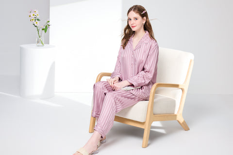Classic Striped Silk Jacquard Pajama Set