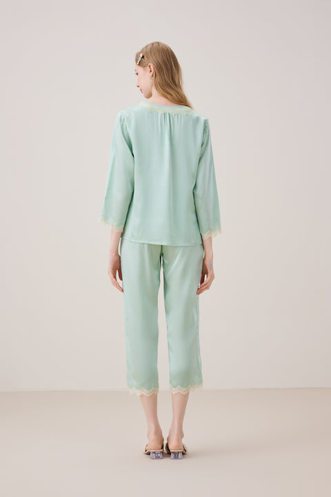 Vintage Chinese Style Silk Pajama Suit