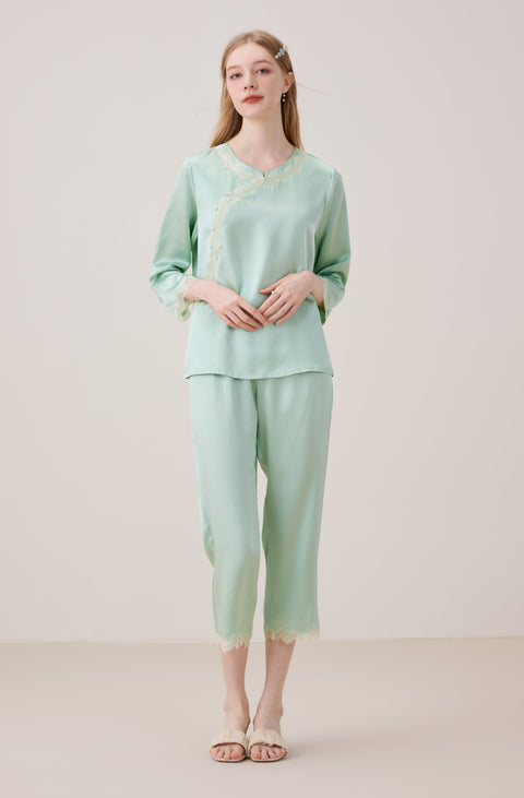 Vintage Chinese Style Silk Pajama Suit
