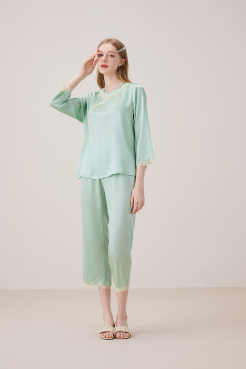 Vintage Chinese Style Silk Pajama Suit