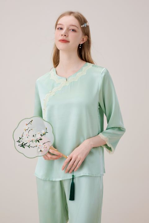 Vintage Chinese Style Silk Pajama Suit