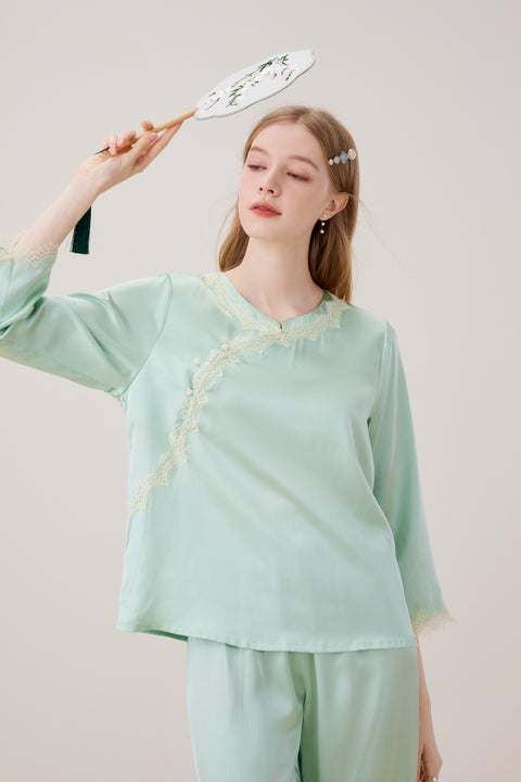Vintage Chinese Style Silk Pajama Suit