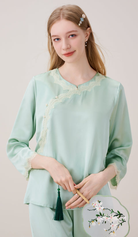 Vintage Chinese Style Silk Pajama Suit