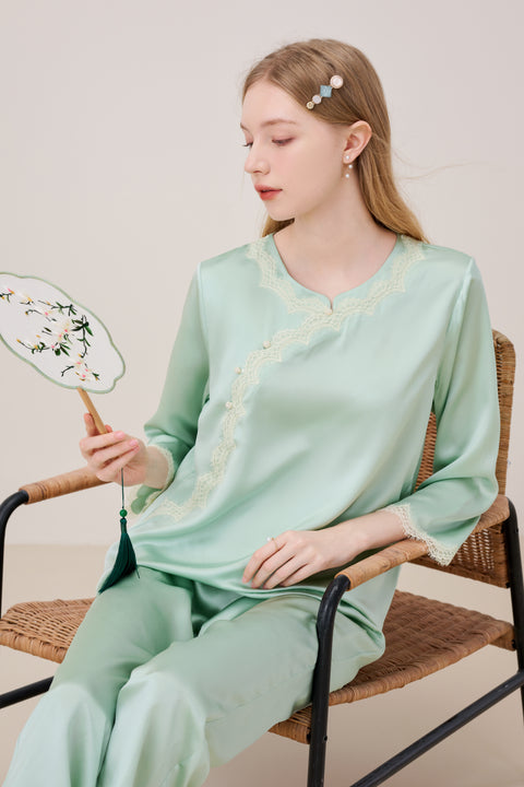 Vintage Chinese Style Silk Pajama Suit