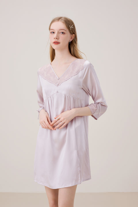 Camisón de Seda Lavanda Almohadillas Desmontables para el Pecho