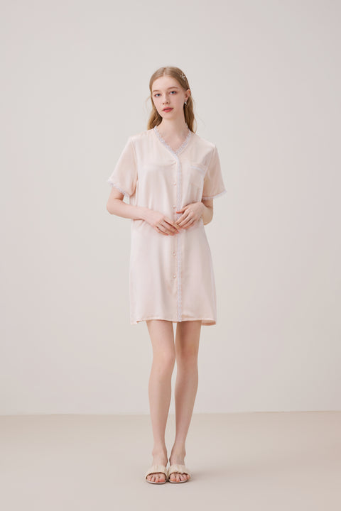 Camisón de Seda Rosa Ostra