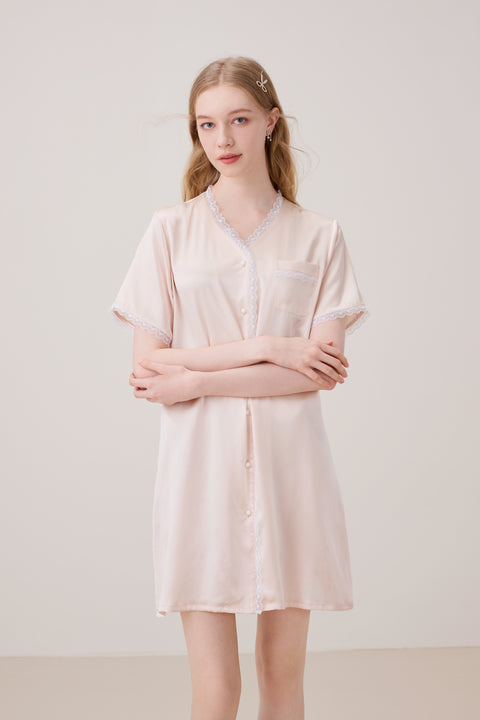 Camisón de Seda Rosa Ostra