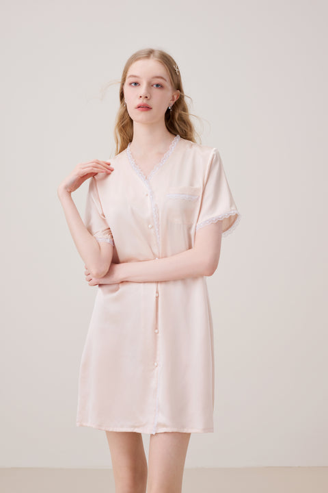 Camisón de Seda Rosa Ostra