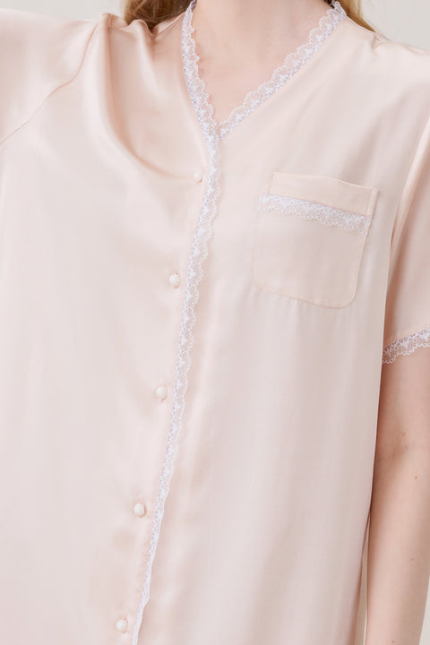 Camisón de Seda Rosa Ostra