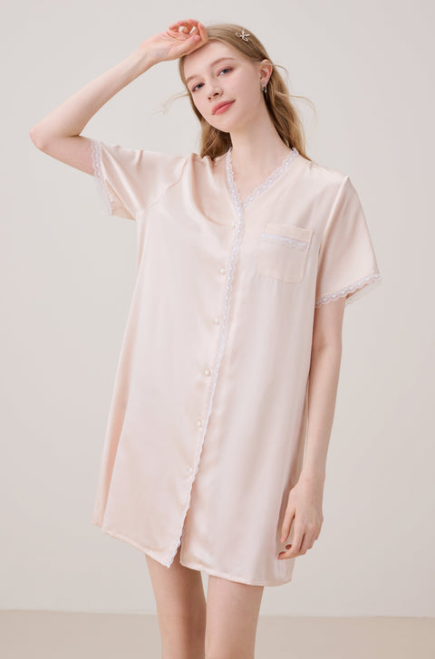 Camisón de Seda Rosa Ostra