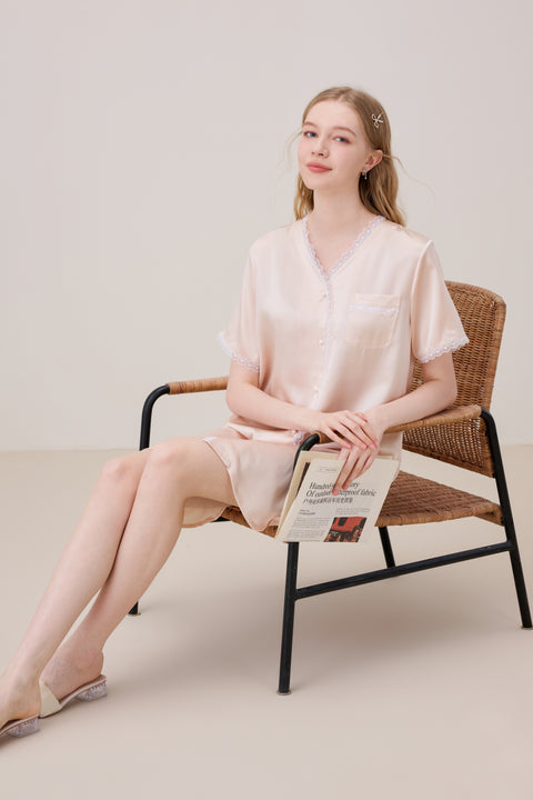 Camisón de Seda Rosa Ostra