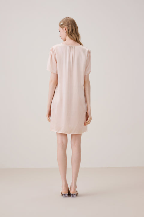 Camisón de seda para dormir en rosa ostra