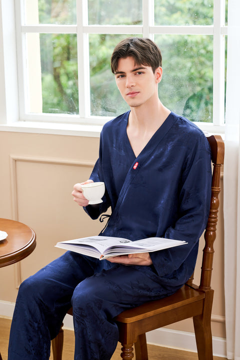 Martial Kong Fu Vintage Chinese Style Silk Loungewear for Men