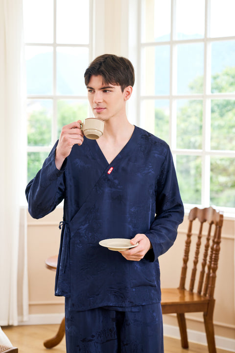 Martial Kong Fu Vintage Chinese Style Silk Loungewear for Men