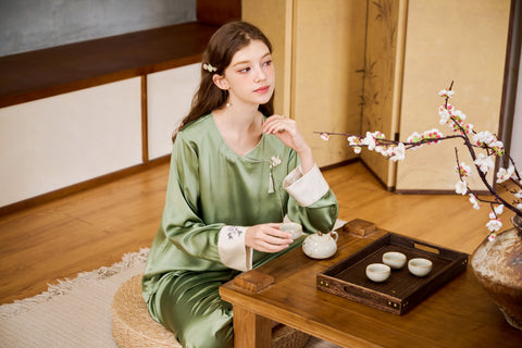 Silk Pajama Set Cheongsam Design Loungewear and Sleepwear (Clearance)