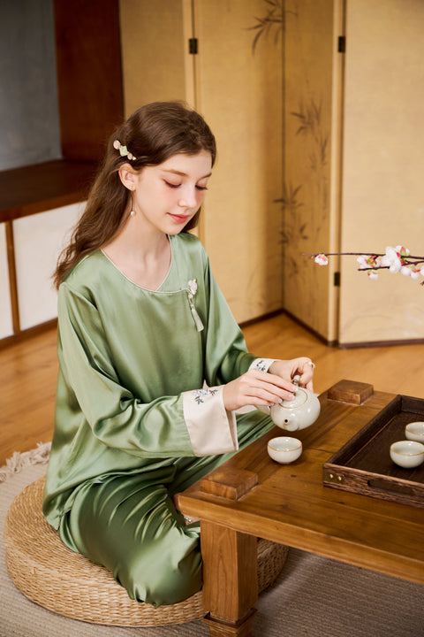 Silk Pajama Set Cheongsam Design Loungewear and Sleepwear (Clearance)