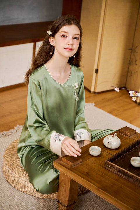 Silk Pajama Set Cheongsam Design Loungewear and Sleepwear (Clearance)