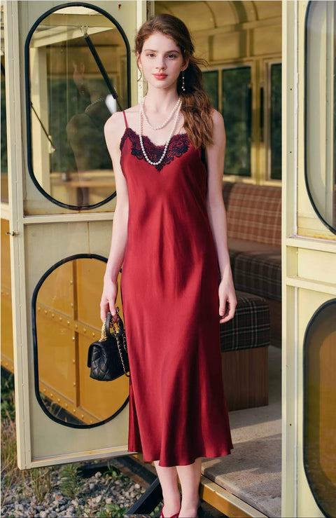 Women's 100% Mulberry Silk Slip Nightdress - Sweet Dreams Collection, Front View
