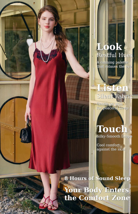 Women's Silk Nightdress - Look, Listen, Touch: 8 Hours of Sound Sleep