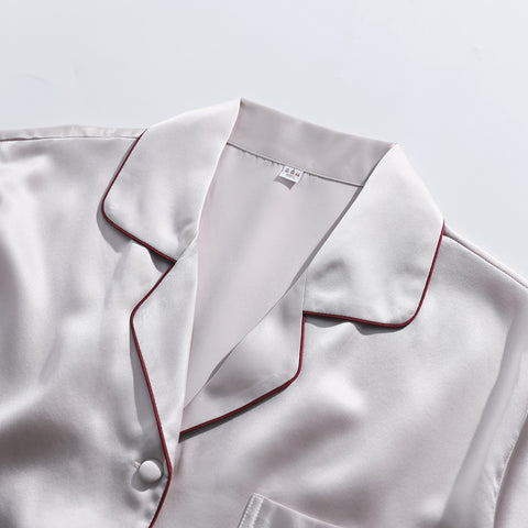 Women's Short Sleeve Silk Pajamas Set, 100% Mulberry Silk, 19 Momme Luxury Shorts & Shirt for Nightwear and Loungewear