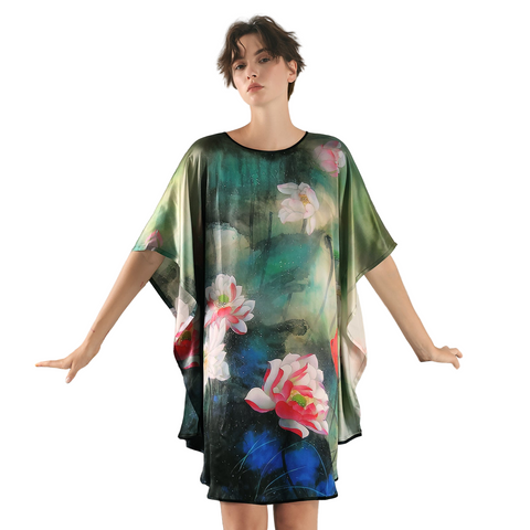 Silk Batwing 2in1 Design Long, an Exquisite Tunic Dress and Luxurious Nightgown