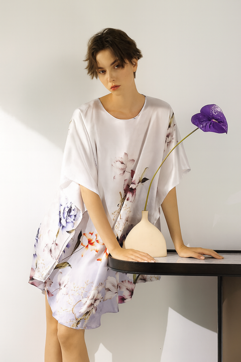 Silk Batwing 2in1 Design Long, an Exquisite Tunic Dress and Luxurious Nightgown