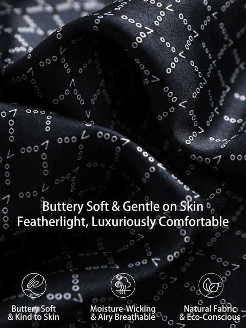 Men's 19 Momme 100% Mulberry Silk Robe, Long Shawl Collar Diamond Print Luxury Loungewear Bathrobe