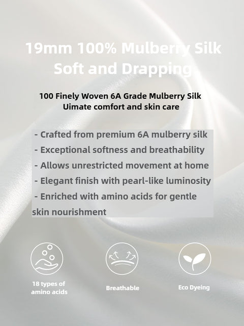 Women's Silk Nightgown Spring/Summer Mulberry Silk Georgette Lace Trim 3/4 Sleeve Sleepwear Loungewear