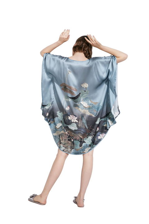 Silk Batwing 2in1 Design Short Tunic Dress and Luxurious Nightgown