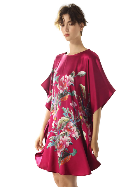 Seiden-Fledermauskleid im 2-in-1-Design, lang, ein exquisites Tunikakleid und luxuriöses Nachthemd