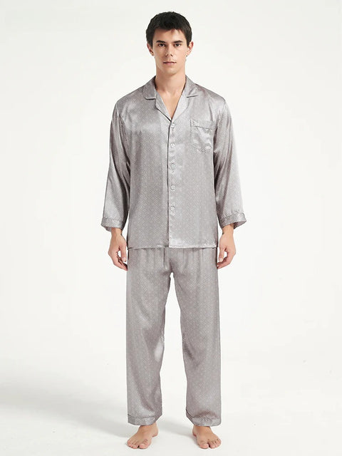 Luxury 100% Mulberry Silk Pajama Set for Men - Plus Size Sleepwear
