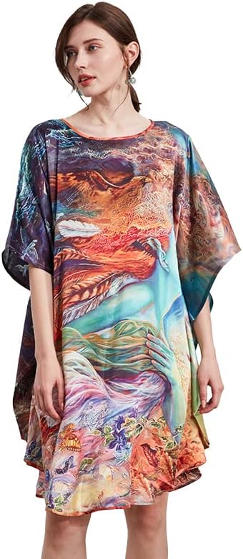 Seiden-Fledermauskleid im 2-in-1-Design, lang, ein exquisites Tunikakleid und luxuriöses Nachthemd