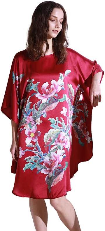 Seiden-Fledermauskleid im 2-in-1-Design, lang, ein exquisites Tunikakleid und luxuriöses Nachthemd