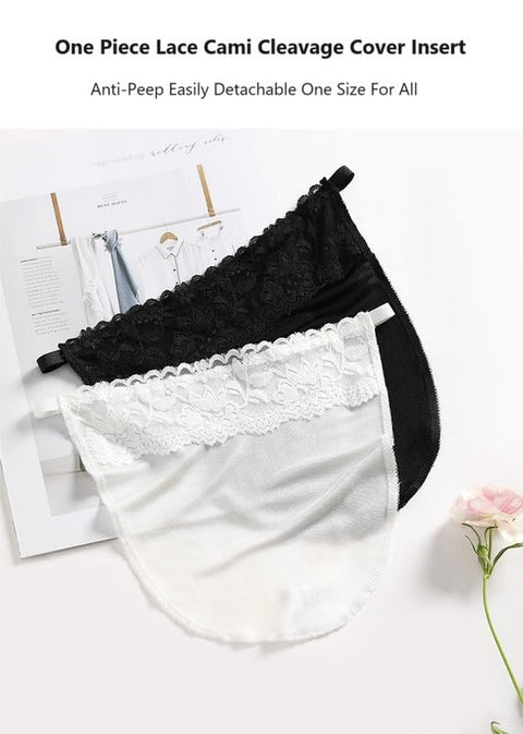 Camisole-Abdeckung aus Seidenspitze, BH-Einsatz, einteilig, abnehmbare Brustabdeckung für Frauen, Anti-Peep-Clip-On-Schutz