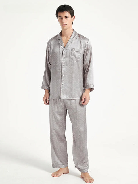 Luxury 100% Mulberry Silk Pajama Set for Men - Plus Size Sleepwear