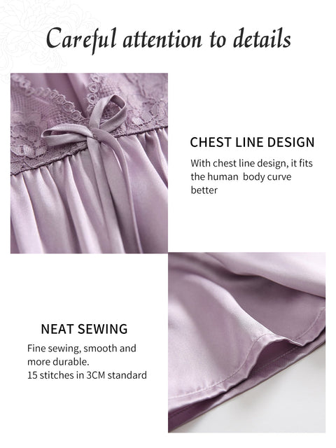 100% Mulberry Silk Nightgown Sweet Lace Silk Charm for Fashion-Forward Home Comfort (Clearance)