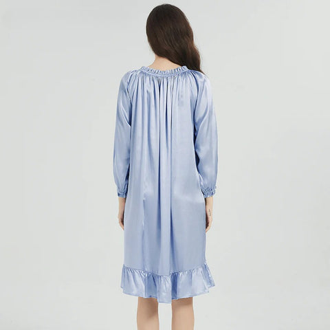 100% Mulberry Silk Nightgown for Women – Loose Fit Luxury Sleepwear, All-Season Silk Loungewear Gift