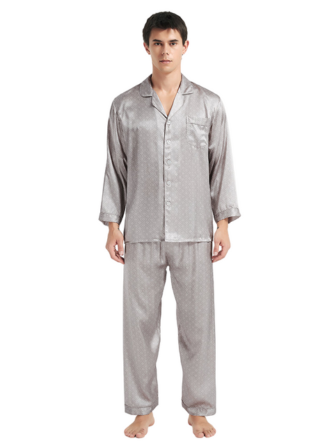 Luxury 100% Mulberry Silk Pajama Set for Men - Plus Size Sleepwear
