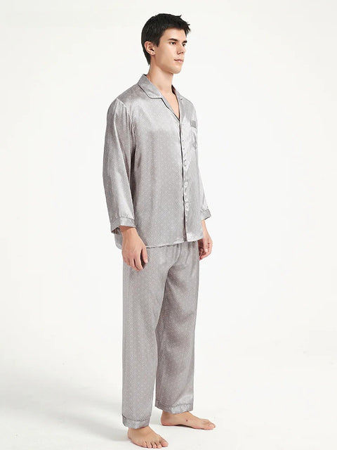 Luxury 100% Mulberry Silk Pajama Set for Men - Plus Size Sleepwear