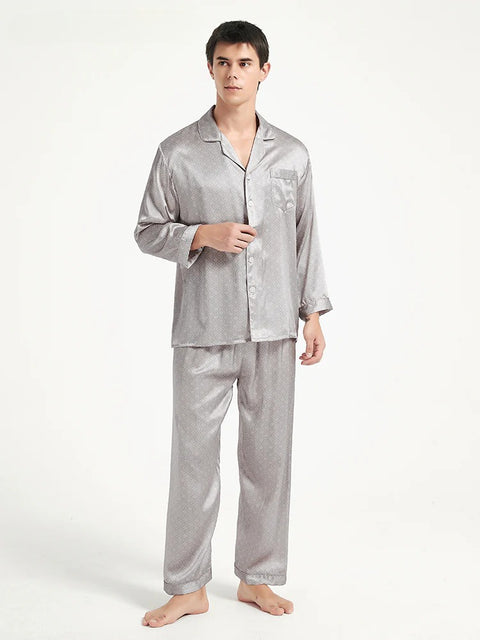 Luxury 100% Mulberry Silk Pajama Set for Men - Plus Size Sleepwear