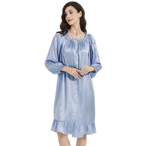 100% Mulberry Silk Nightgown for Women – Loose Fit Luxury Sleepwear, All-Season Silk Loungewear Gift