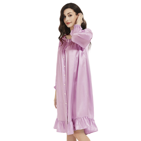 100% Mulberry Silk Nightgown for Women – Loose Fit Luxury Sleepwear, All-Season Silk Loungewear Gift