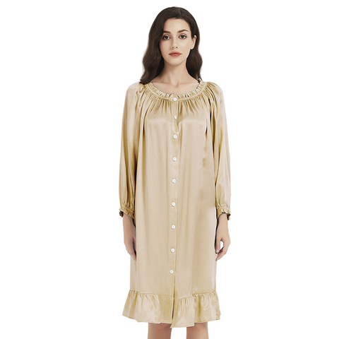 100% Mulberry Silk Nightgown for Women – Loose Fit Luxury Sleepwear, All-Season Silk Loungewear Gift