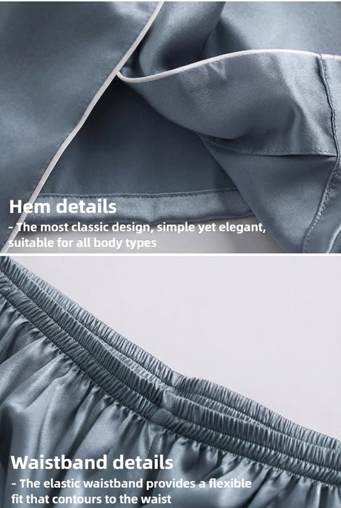 Tranquility Series Women's Silk Pajamas Set 100% Mulberry Silk Solid Colors Button Front 2 Piece Silk PJ Set