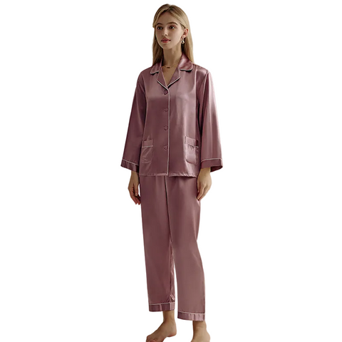 Silk Pajama Set for Women, 22 Momme Heavyweight 100% Mulberry Silk, Long Sleeve Luxury Sleepwear and Gift